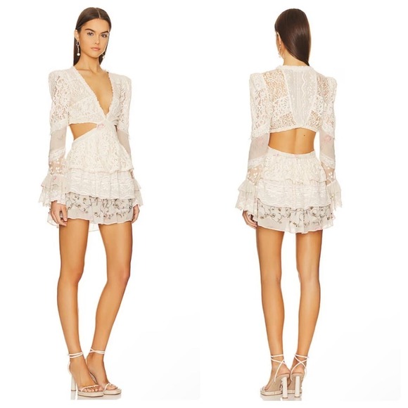 Loveshackfancy Floral Print Karine Mini Dress Magnolia Tea Size XS NWOT - Picture 1 of 12